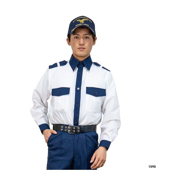 岡潮 警備シャツ1590(春夏秋)ユニセックス 3L 1590-3L 1着