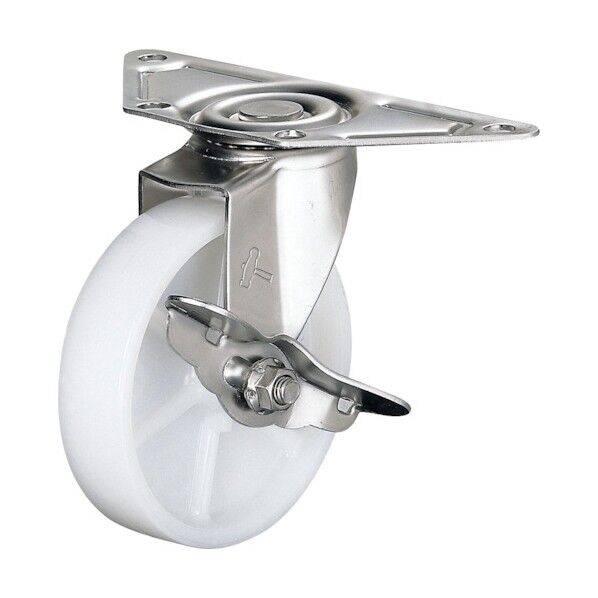 オールステンレスコーナーＥ型自在ＳＰ付ナイロン車１２５ｍｍ 215S-0EN125 1