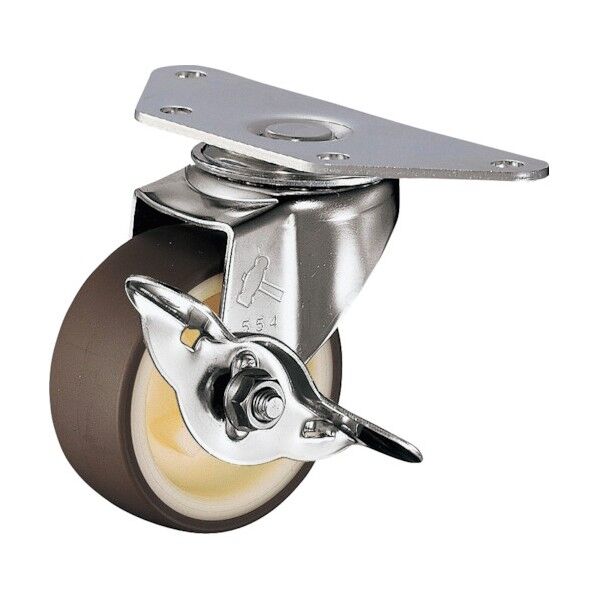 オールステンレスコーナーＥ型自在ＳＰ付ウレタン車５０ｍｍ 215S0E-UR50 1
