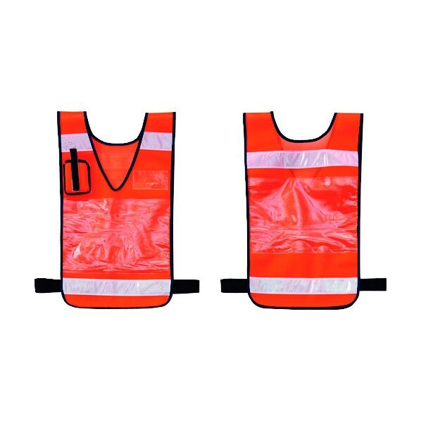 差し込み式メッシュ安全ベスト MPZ‐100YR 反射材付 両面表示 オレンジ 600×360mm 237220 1個