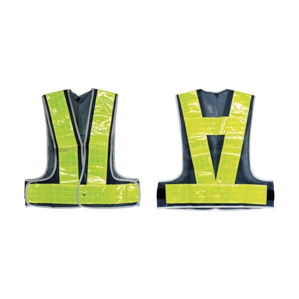 メッシュ安全ベスト(90mm幅反射タイプ) 紺/蛍光黄反射 フリーサイズ 238015 1個