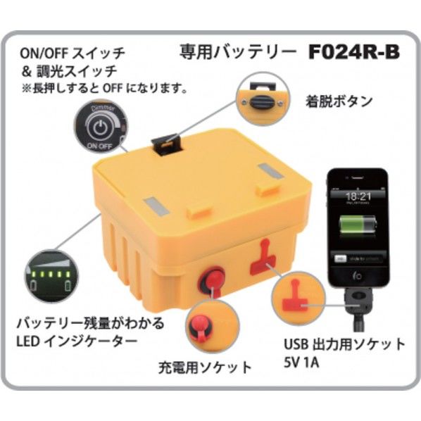 矢田充電式LED投光器専用バッテリー F024R-B 1点