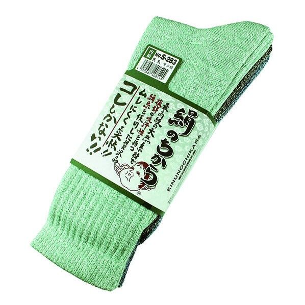おたふく手袋 絹のちから 先丸 モク柄 25~27cm S-283 3足