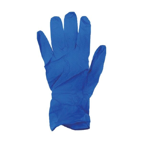 外エンボス加工ニトリル手袋 ニトリルザウルス ブルーPF LL 25978 100枚