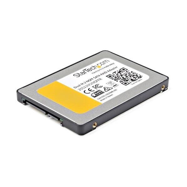 HDDコンバーター/デュアル M.2 - 2.5インチSATA/RAID対応/ ドライブベイ 変換 アダプターケース 25S22M2NGFFR 1個