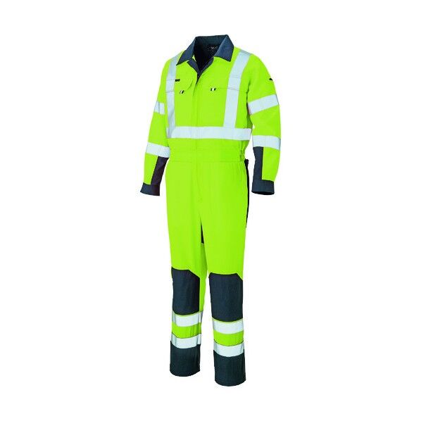 ツナギ(男女兼用) 091ハイパーイエロー×ネイビー L 2752 1