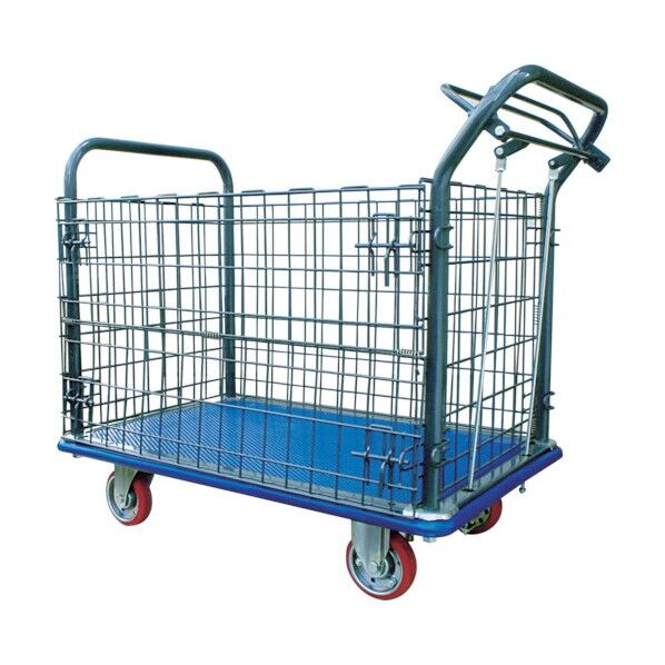 【アウトレット品】 プレス製運搬車(金網・ハンドブレーキ付)915×615mm 307HB 1