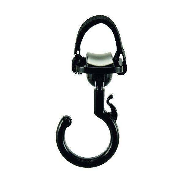 パイプ用樹脂製フック(フック回転タイプ)KF‐1BK 面ファスナー脱着式 ミニフック付き 309052 1個