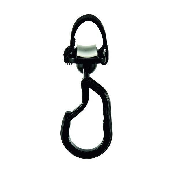 パイプ用樹脂製フック(カラビナ＋フック両用タイプ)KF‐3BK 面ファスナー脱着式 309056 1個