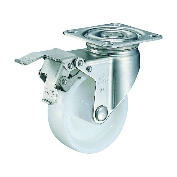 プレート式キャスター 320S (ナイロン車・ステンレス金具) 自在ストッパー付