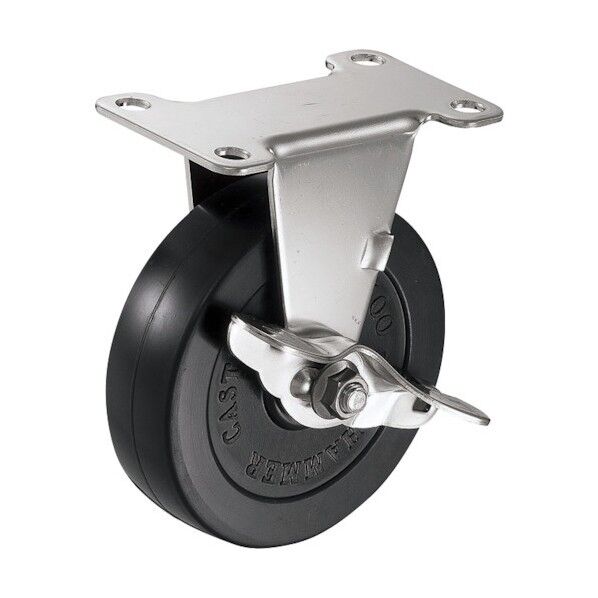 Eシリーズオールステンレス固定SP付ゴム車125mm