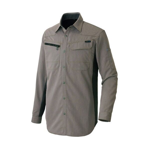 アジト ペンタスヘリンボーン 長袖シャツ（薄地） 024モカ 3L 30635 1