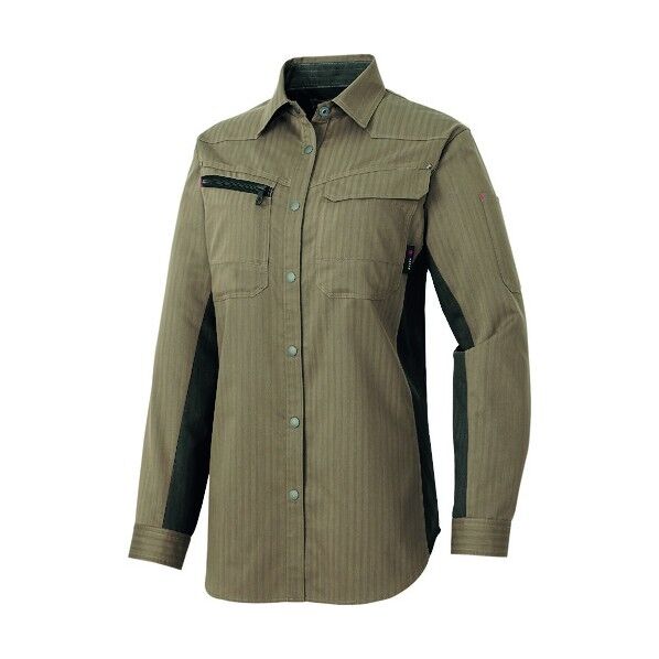 アジト ペンタスヘリンボーン レディース長袖シャツ(薄地) 024モカ 3L 30645 1