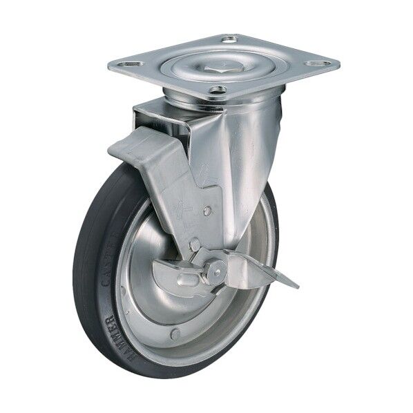 Sシリーズオールステンレス自在SP付ゴム車200mm