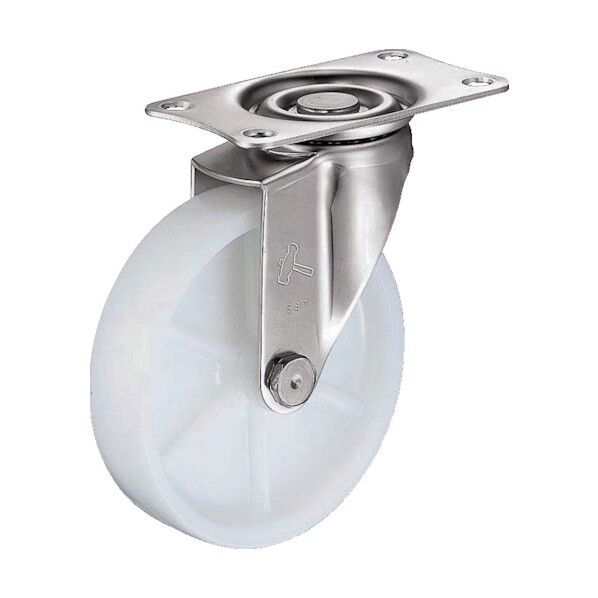 プレート式キャスター 320E (ナイロン車・ステンレス金具) 自在