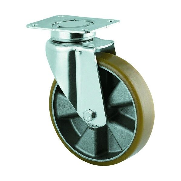 重荷重用高性能旋回キャスター(ポリウレタン車・メンテナンスフリー) 自在