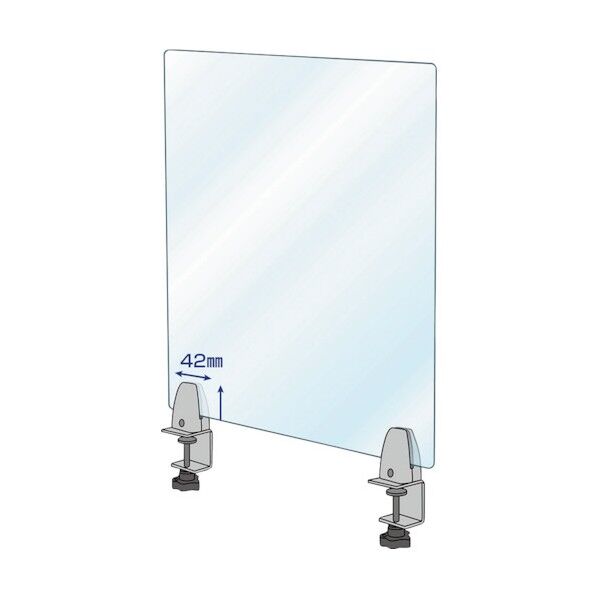 飛沫防止パーテーション_クランプキャッチタイプ350 550×350×47mm 380463 1点