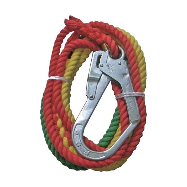 3色つなぎ介錯ロープ 片側大口径フック付 12mm×5m 3CONNECTED-5 1本