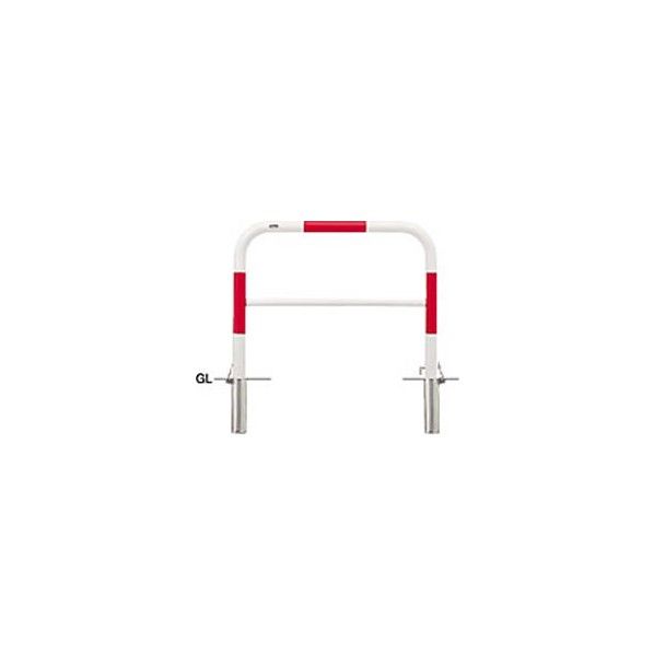 鉄製 車止め 横型 差込式カギ付 横桟あり