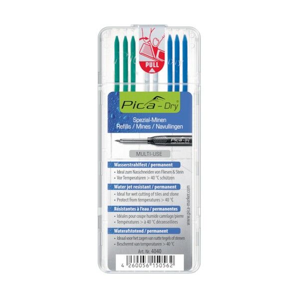 建築用シャープペンシル用替芯 8本入り 緑青(各3本) 白(2本) 4040 1点