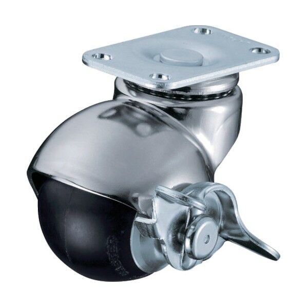 プレート式ボールタイプキャスター 405P (ゴム車) 自在ストッパー付