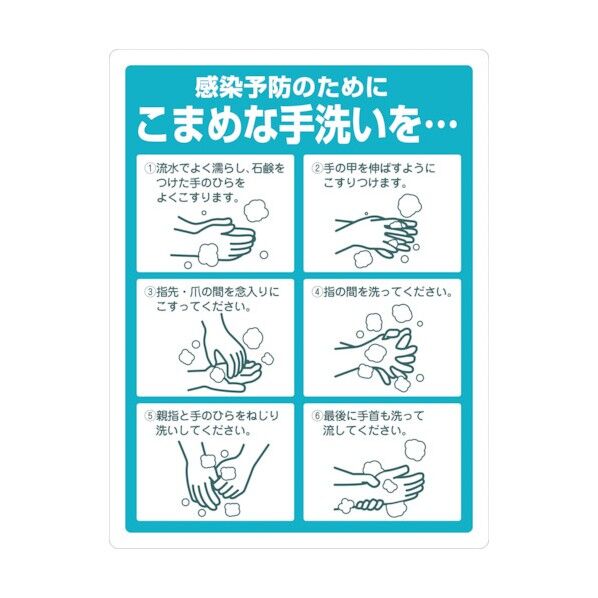感染症対策ステッカー 感染予防のためにこまめな手洗いを・・・ IFS‐5 250×190mm 406015 2枚