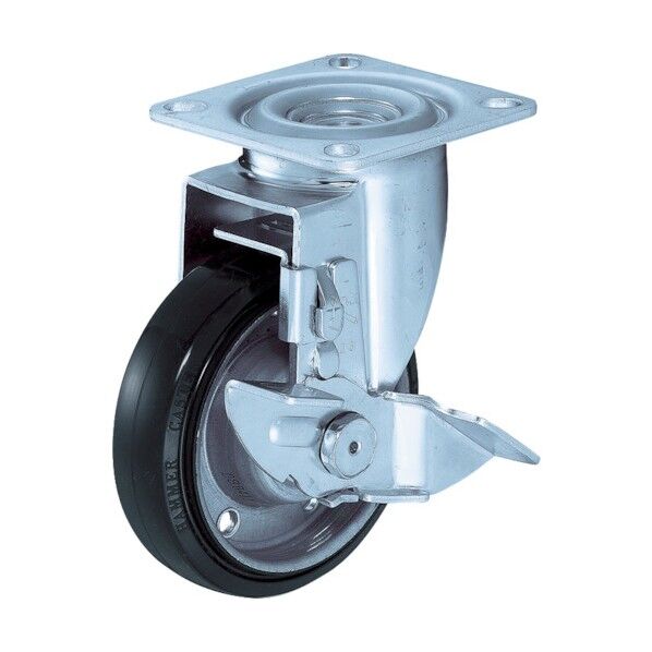 プレート式キャスター 420S (プレス製ゴム車) 自在ストッパー付