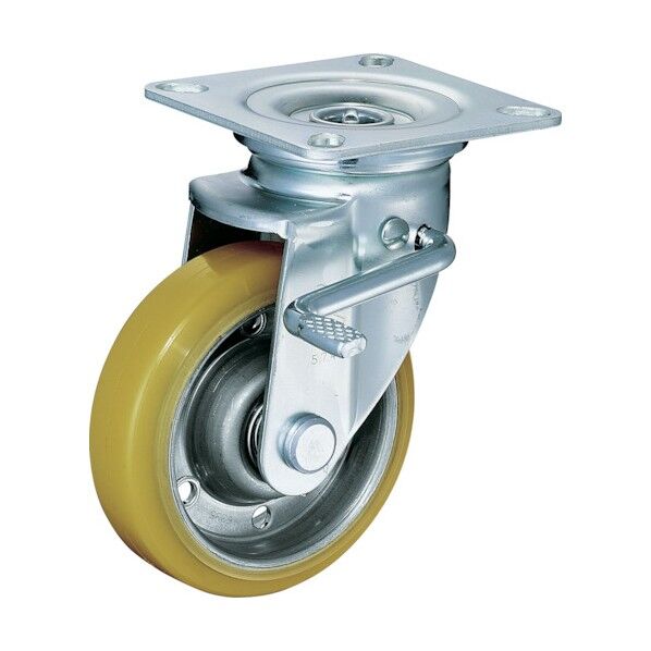 プレート式キャスター 420J (プレス製ウレタン車) 自在ダブルストッパー付