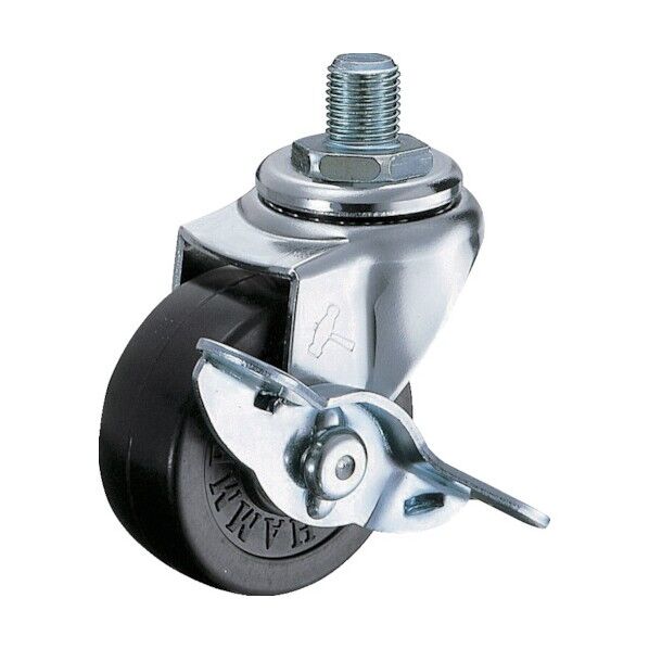 ねじ込み式キャスター 420A (ゴム車) 自在ストッパー付(ミリねじ)