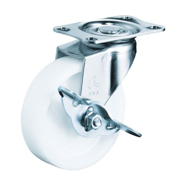 プレート式キャスター 420E (ナイロン車) 自在ストッパー付