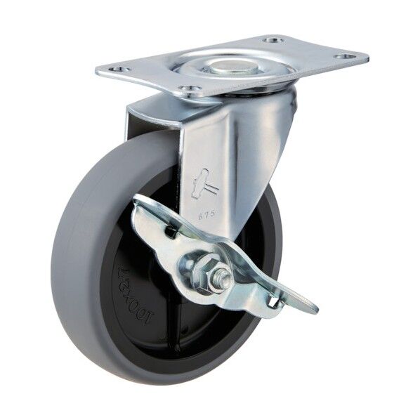 プレート式キャスター Eシリーズ (エラストマー車) 自在ストッパー付