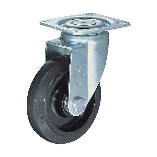 プレート式省音キャスター(ナイロンホイールゴム車) 自在