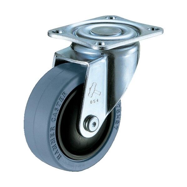 プレート式省音キャスター(ナイロンホイールゴム車) 自在