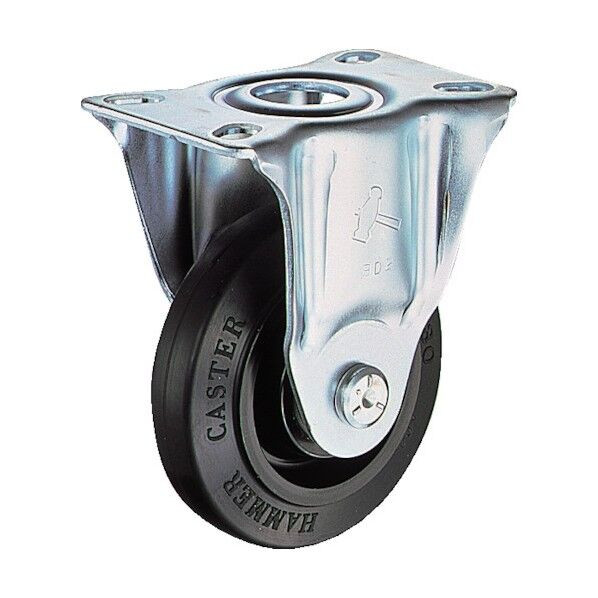 プレート式省音キャスター(ナイロンホイールゴム車) 固定