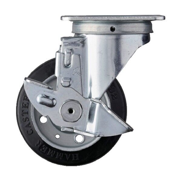 プレート式キャスター 420S (プレス製ゴム車) 自在ストッパー付