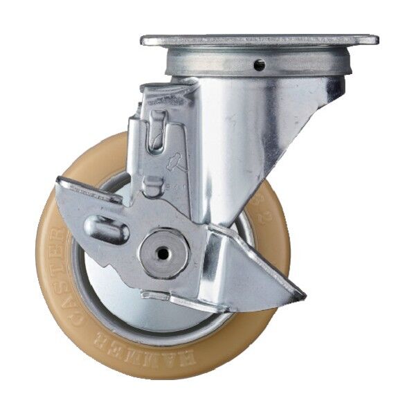 プレート式キャスター 420S (プレス製ウレタン車) 自在ストッパー付