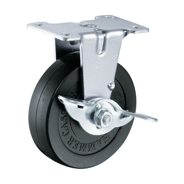 プレート式キャスター 420E (ゴム車) 固定ストッパー付