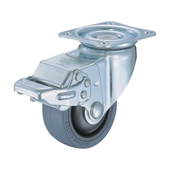 プレート式省音キャスター(ナイロンホイールゴム車) 自在ストッパー付