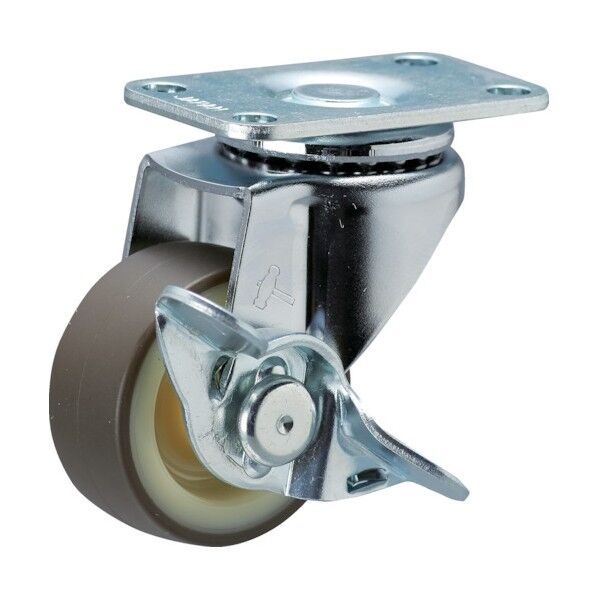 プレート式キャスター 420E (ナイロンホイールウレタン車) 自在ストッパー付