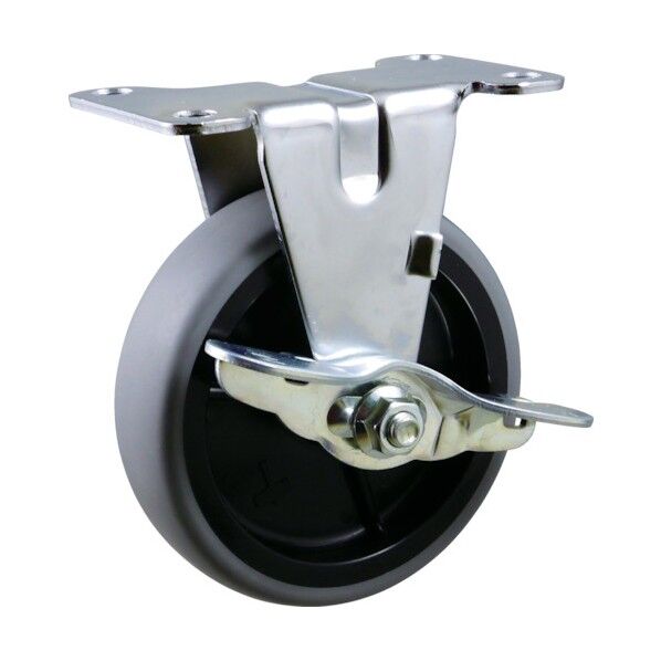 プレート式キャスター Eシリーズ (エラストマー車) 固定ストッパー付