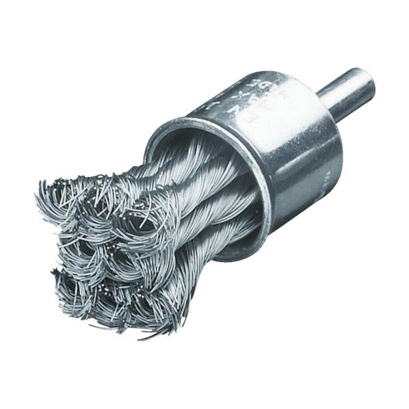 軸付ノット型エンドブラシ 高張度鋼線
