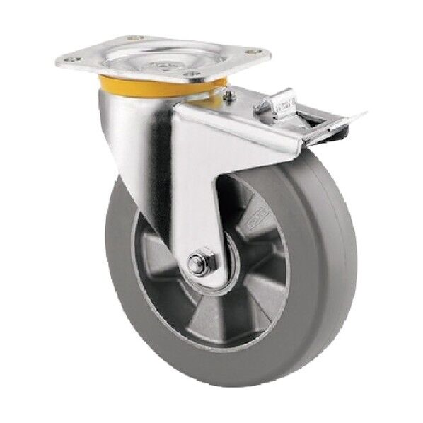 重荷重用キャスターZETA(ウレタン車・スプリング方向矯正) φ125 自在式(スプリング方向矯正・トータルロック付) 468BITP125P63 SH80 CONVEX 1点