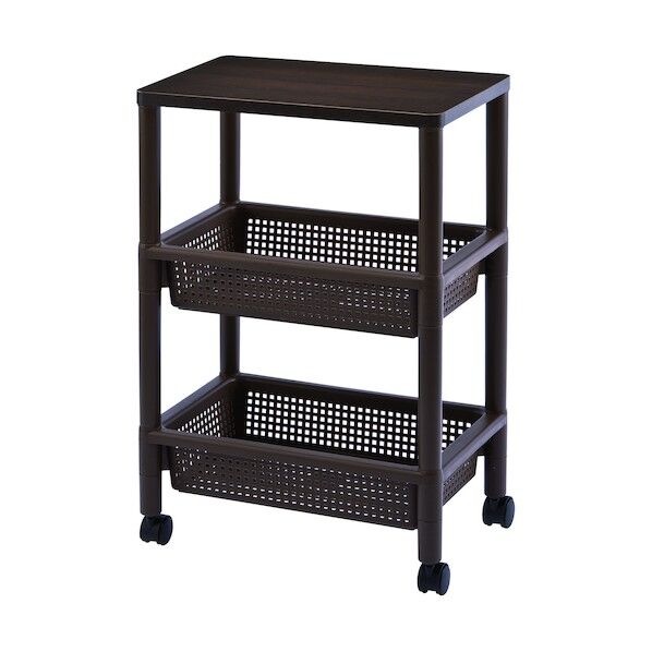 ウッド テーブルワゴン キャスター付 WTW-3S ブラウン F-2490 1