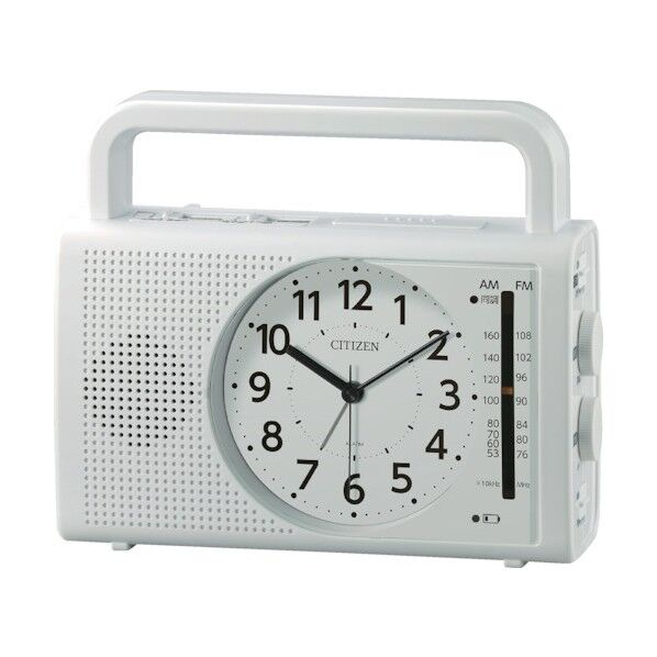 防災クロック ラジオ 充電 発電 ライト付き スマホ対応 白