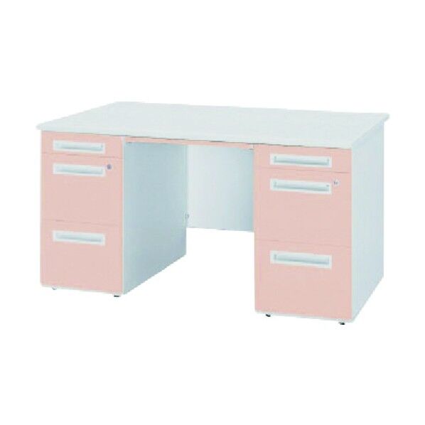 事務用デスク 両袖デスク 間口1400×奥行700×高さ720mm 色あずき 50CBH-147AAWWR 1点