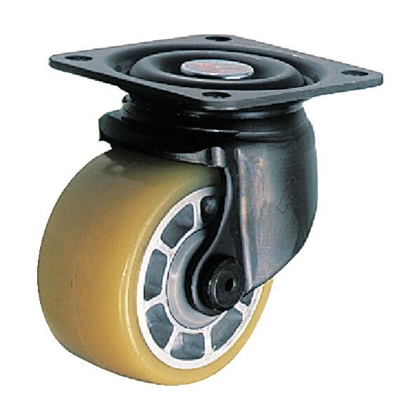 プレート式低床式重荷重用キャスター(アルミホイールウレタン車) 自在