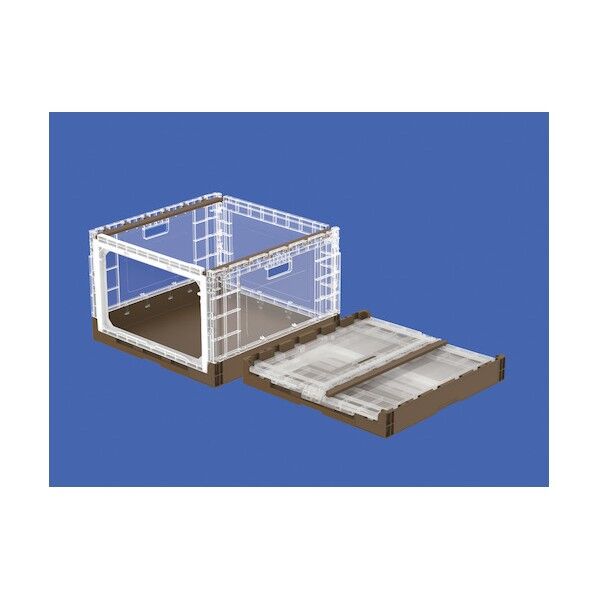 折りたたみコンテナー 561430 オリコンラックEP89B(短側扉なし) 透明/ブラウン 56143000TMBR 1点