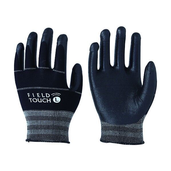 トーワ ニトリル背抜き手袋 フィールドタッチ L ブラック 553-L 10点...