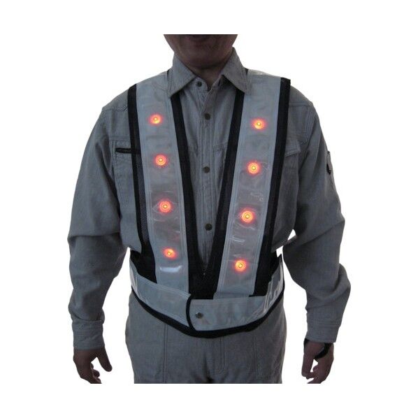 LED安全ベスト70/赤・青交互点滅(紺地・白) 5916601 1点