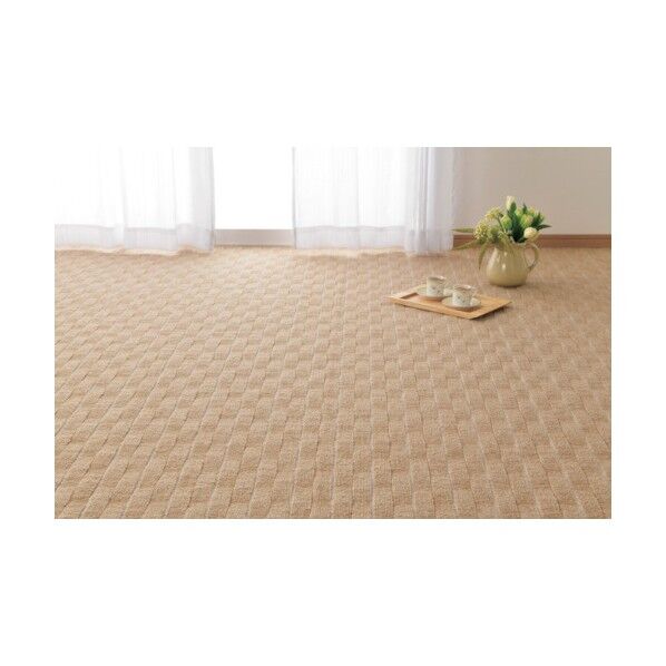 高級感のある平織りカーペット メテオ 江戸間6帖 ベージュ 2610×30×3520 600021060 1点